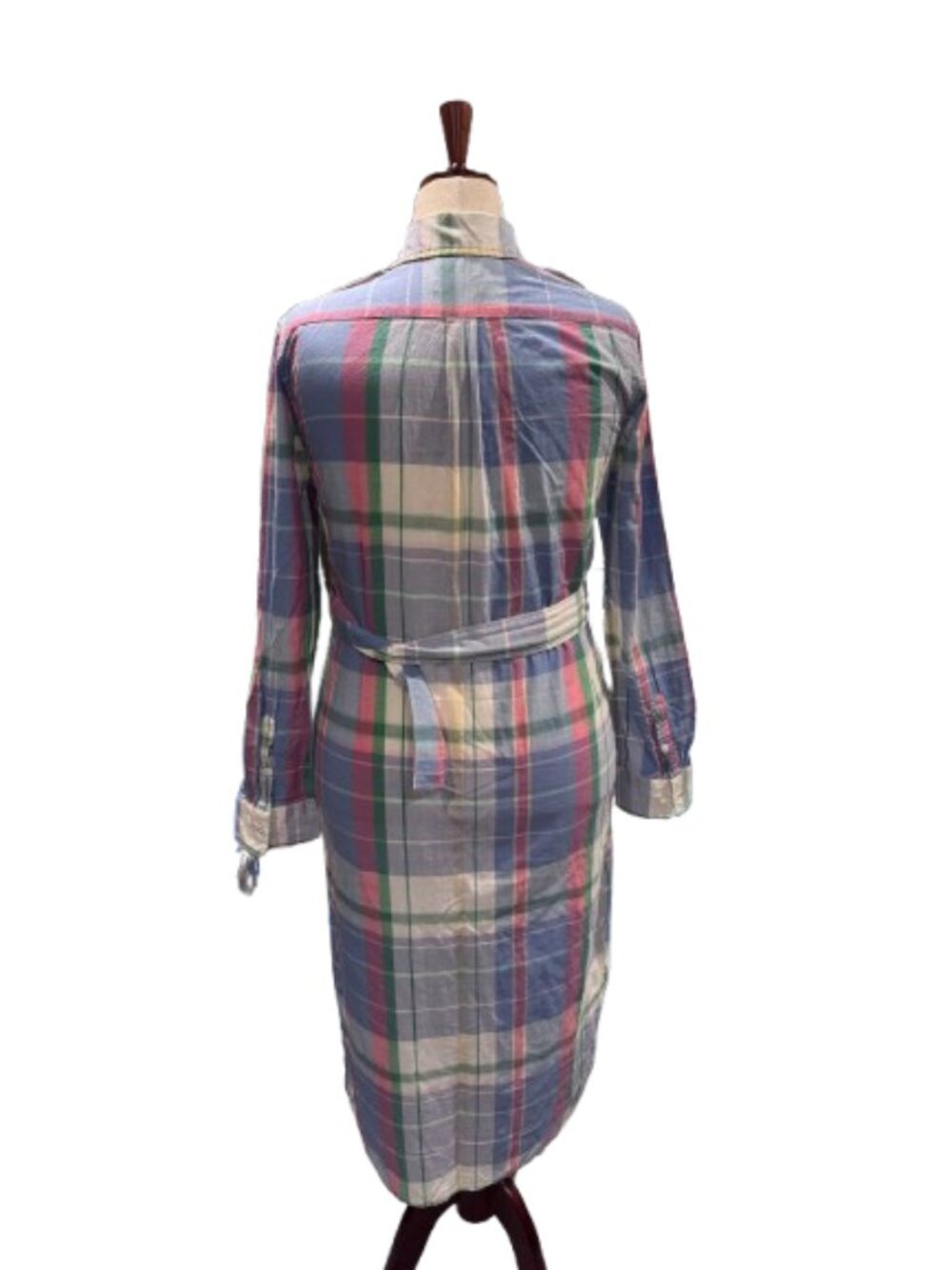 Ralph Lauren Plaid Button Front Maxi Shirt Dress Belted Long Sleeve Preppy (M/L) - Picture 8 of 16